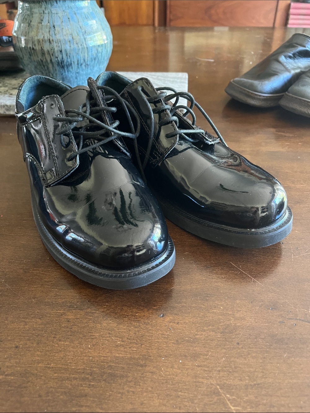 Thorogood Classic Black Patent Derby Shoes for Men - Polished Lace-Up Oxford